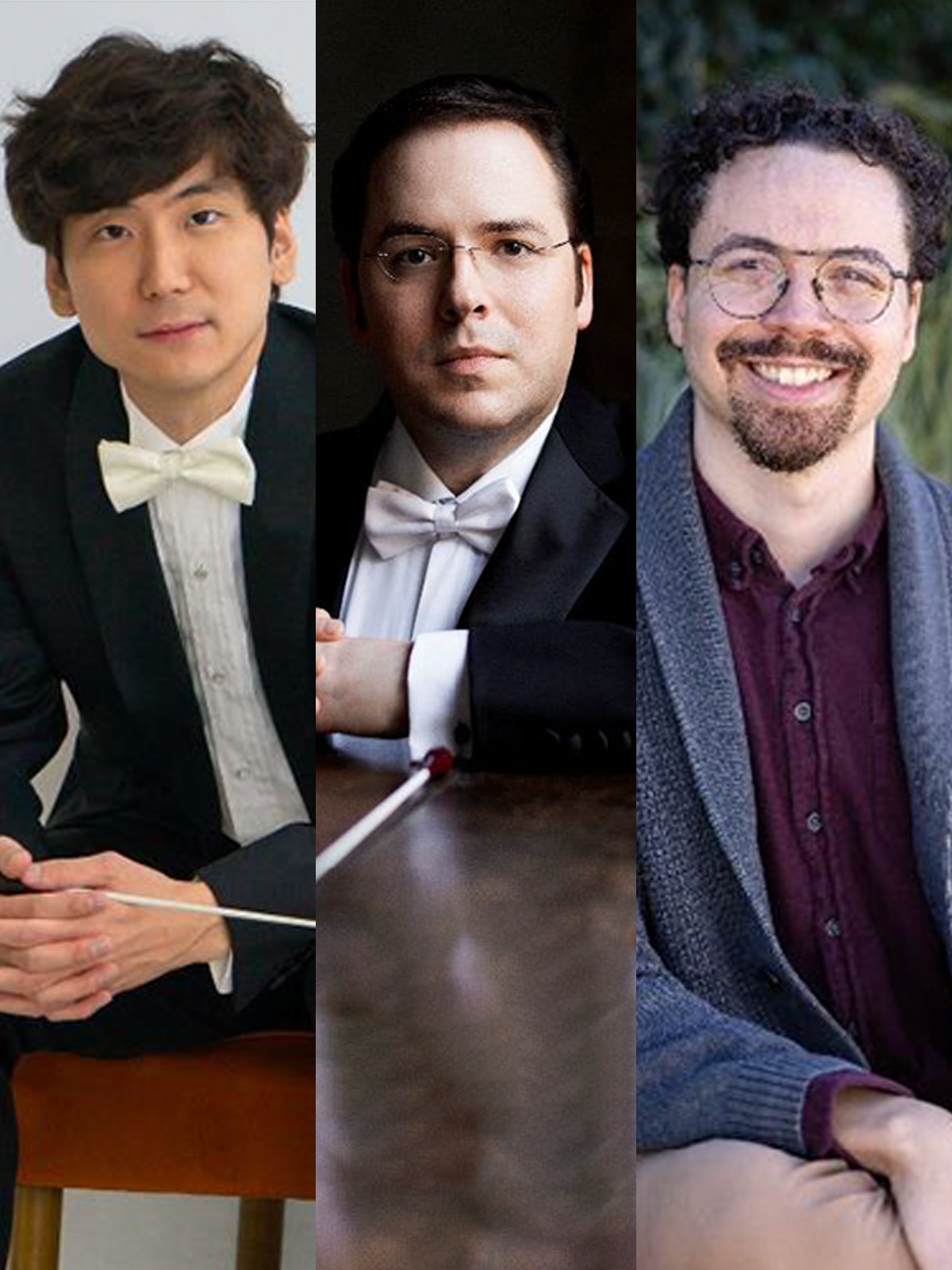 Taichi Fukumura (Photo: Ang Gao), James Feddeck (Photo: Benjamin Ealovega), and Tyler Taylor (Photo: Matthew Washburn)